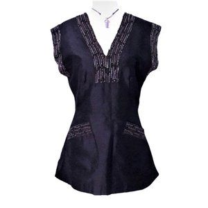 TRACY REESE beaded silk top tunic w pockets